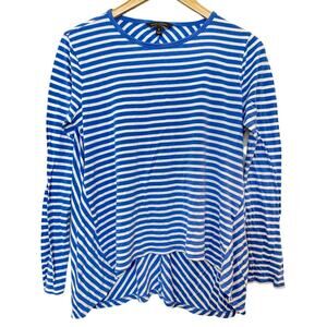 Banana Republic Blue White Stripe LongSleeve Crewneck Soft High Low LongSleeve-M